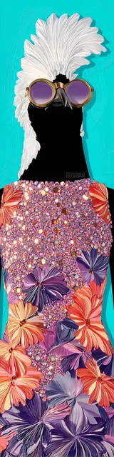 Free bird bookmark featuring a bird with an orange dress-style design